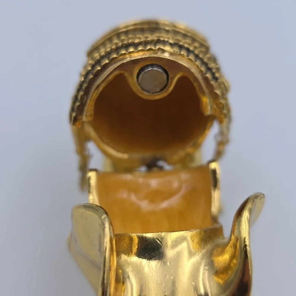 Gold Elephant Crystals Rhinestones Metal Magnetic Trinket Box